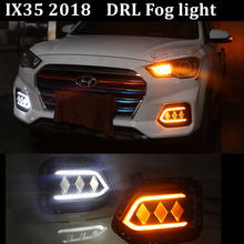 Carro auto drl daytime running luz de nevoeiro para hyundai ix35 2018 led drl correndo função sinal volta led drl acessórios 2024 - compre barato