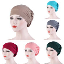 Gorro de algodón transpirable para mujer, turbante Hijabs de tela elástica, gorro para la cabeza, accesorios para el cabello, bufanda musulmana, novedad 2024 - compra barato