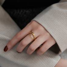Модное многослойное Золотое кольцо YUN RUO для женщин, подарочное ювелирное изделие из нержавеющей стали и титана, не выцветает 2024 - купить недорого
