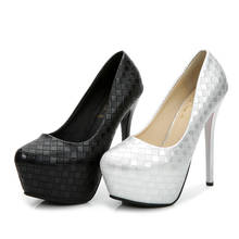 Wonen Pumps Fashion PU Pointed Toe Slip On 12CM Thin Heels Waterproof platform Women High Heel Shoes 2024 - buy cheap
