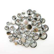 Black diamond crystal glass strass mix Rivoli round shape 7 sizes silver claw flatback sew on rhinestones beads garments diy 2024 - buy cheap