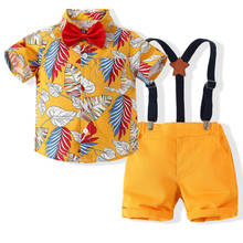Boys Gentleman Clothing Set Cotton 3Pcs Bebes Suit Bowtie+Shirt+overall Kids Clothes Baby Boy Casual Set Toddler Clothing 1-6Y 2024 - buy cheap