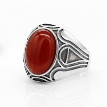 Anillo con piedra de ágata roja para hombre y mujer, de Plata de Ley 925, Gema Natural, joyería Vintage tailandesa, regalo 2024 - compra barato