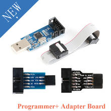 USBASP USBISP AVR Programmer USB ISP USB ASP ATMEGA8 ATMEGA128 Support Win7 64 10Pin Wire Module + 10Pin To 6 Pin Adapter Board