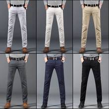 Calça elástica masculina, nova moda casual de negócios, com 6 cores, cinza, preto, azul, cáqui, casual, primavera, 2021 2024 - compre barato