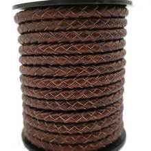 Aaazee 1 Yard 5mm Round Distressed Brown Braided Bolo Leather Strap for Jewelry Making 2024 - buy cheap
