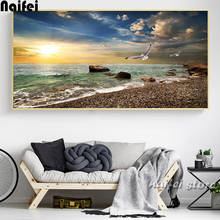 Pintura de diamante 5D DIY de paisaje Natural de cielo, mar y Amanecer, bordado completo de diamantes cuadrados, mosaico de gato, punto de cruz, regalo de Navidad 2024 - compra barato