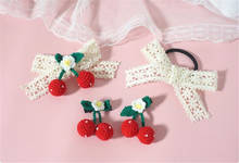 sweet Girl knitted cherry Hair clip hairpin Lolita Women's Kawaii Hair circle Headwear accessories B959 2024 - buy cheap