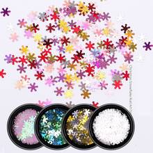 6 Boxes/set Holographic Xmas Snowflakes Nail Art Sequins Decoration 3D Flower Christmas Laser Gold Nail Flakes Glitter Manicure 2024 - buy cheap