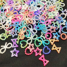 50pcs/pack  Mix Size Gradient Colors Moon Star Heart ABS Hollow Pearl Loose Beads Clothes DIY Garment Beads Crafts 2024 - buy cheap