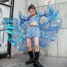 Girls Blue Creativity Catwalk Performance Costumes Jazz Hip Hop Dancing Clothing Stage Wear Dancing Outfits Rave Clothes YS1297 2024 - buy cheap