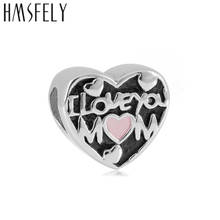 HMSFELY 316l Stainless Steel Heart Beads Love You Mom Beads For DIY Mother's Day Gift Charms Bracelets Jewelry Making Bead 4pcs 2024 - buy cheap