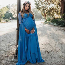 Платье макси для беременных, платья для фотосессии, Одежда для беременных женщин, сексуальное кружевное шифоновое длинное платье русалки для беременных, фотография 2024 - купить недорого