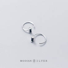 Modian-pendientes de aro de plata de obsidiana para mujer, aretes rectangulares de moda, exquisito encanto, oreja de fiesta de plata de ley 100%, plata fina 2024 - compra barato