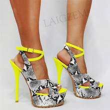 BERZIMER Women Platform Sandals Open Toe Pachwork Stiletto Heels Ankle Strap Pumps Party Lady Shoes Woman Large Size 39 45 47 52 2024 - buy cheap