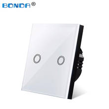 Сенсорный выключатель BONDA, Европейский/Британский стандарт, белая панель из хрустального стекла, сенсорный переключатель, 1 клавиша, 1 канал, светильник енный сенсорный выключатель 2024 - купить недорого