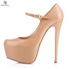 Zapatos de tacón con punta redonda para mujer, tacones sexys para fiesta y oficina, tacones superaltos y finos de 16cm, con hebilla, talla 35-45 2024 - compra barato