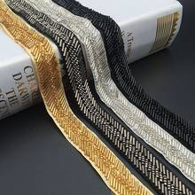 1Yard Gold Silver Beading Trims Beaded Ribbon For Sewing Clothing Collar Wedding Decoration Black Mesh Lace Accessories 2024 - buy cheap