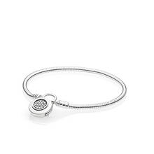 Bracelete de prata esterlina 100% para mulheres, fecho com cadeado fecho de cobra, presente de joia diy prata 925 2024 - compre barato