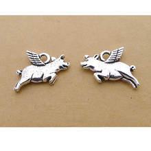 100Pcs/lot Cute Flying Pig Charms 19x14MM Animal Charms for Jewelry Making 2024 - buy cheap