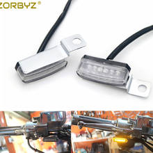 ZORBYZ Motorcycle Chrome Mini LED Turn Signal Lights Mount Brake Clutch Lever For Harley Honda Yamaha Cafe Racer Custom 2024 - buy cheap