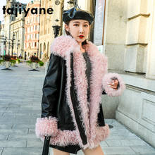 Abrigo de piel auténtica para mujer, chaqueta de lana con Cuello de piel de oveja, Tops Vintage ZT4064 coreanos, 2020 2024 - compra barato