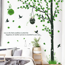 Papel tapiz extragrande de árboles grandes, pegatinas de pared de hojas verdes, TV, sofá, Fondo de pared, decoración de sala de estar, póster de planta 2024 - compra barato