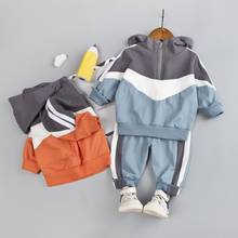 Conjunto de ropa informal para niño pequeño, chándal de retales, pantalones con capucha, Top, 2 uds., otoño y primavera 2024 - compra barato