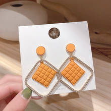 S925 Needle Trendy Square Rhinestone  Drop Earrings Fashion Yellow Black Simple Rhombus Earrings For Women Jewelry 2024 - buy cheap