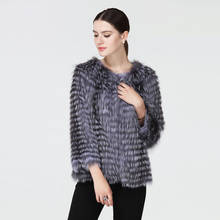 Huanhou queen silver fur fox coat women short,fashion and slim real fur jacket and coat  O-Neck nine quarter. 2024 - buy cheap