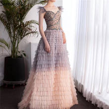 Colorful Sleeveless A-Line Sexy Evening Dresses 2021 Tiered Beading Lace Up Formal Dress Design Serene Hill LA70435 2024 - buy cheap