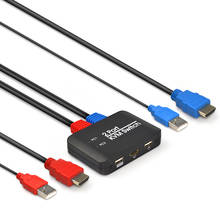 AIXXCO KVM переключатель HDMI коммутатор в мышь высокой четкости и клавиатура переключатель KVM2 порт 4K 2024 - купить недорого