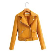 New Arrival brand Winter Autumn Green Motorcycle leather jackets yellow leather jacket women leather coat slim PU jacket Leather 2024 - buy cheap