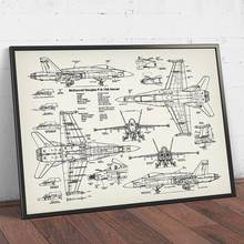 Air Force Plane F18 Hornet Patent Prints Airplane Poster Fighter Jet Blueprint Art Canvas Painting Picture Pilot Gift Home Decor 2024 - buy cheap