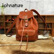 Johnature Leisure Travel Bag First Layer Cowhide Women Backpack 2022 New Vintage Large Capacity Cow Leather Luxury Backbags 2024 - buy cheap