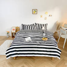 New Arrival Nordic Double Bedding Set Home Flat Bed Sheet Stripe Simplicity Adult Duvet Cover Set 240x220 King With Pillowcases 2024 - buy cheap