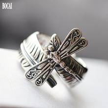 BOCAI 2020 real s925 pure silver jewelry adjustable Thai silver ring for woman Retro little dragonfly fashion woman silver rings 2024 - buy cheap