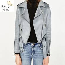 Gray Fashion Womens Punk Pu Leather Short Jacket Female Chaqueta Mujer Cuero Biker Coat Belted Free Ship Slim Fit Costume Suede 2024 - buy cheap