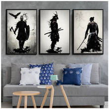 Pintura japonesa samurai 5d diy, pintura de diamantes, anime, masculino, full round, mosaico de bordado, tríptico moderno, decoração de parede preto e branco 2024 - compre barato