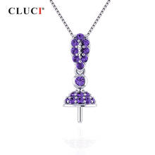 CLUCI Real Silver 925 Small Pendant for Women Necklace Jewelry Making Simple Sterling Silver Purple Zircon Charm Pendant SP320SB 2024 - buy cheap