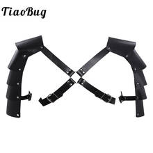 Tiaobug masculino preto falso couro ajustável corpo peito arnês com ombro armaduras guerreiro medieval cosplay acessórios de traje 2024 - compre barato