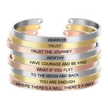 Customized Inspirational Quote Bracelets Mantra Jewelry Laser Logo Letter Bangles Arm Cuff Bangle for Women Mom Gift SL-050 2024 - buy cheap