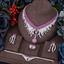 missvikki Luxury Gorgeous 4pcs Trendy Dubai Feather Pearl Necklace Bangle Earrings Ring Jewelry Set Women Wedding High Quality 2024 - buy cheap