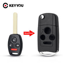 KEYYOU 3 Button + Panic Remote Flip Key Shell for Honda Accord Civic Pilot CR-V Modified Key Case 4 Button 2024 - buy cheap