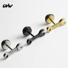 UVW333 2pc Trendy Unisex Stainless Steel Wrench Ear Stud Earrings Tool Helix Ear Plug Piercing Body Jewelry Pendientes Brincos 2024 - buy cheap