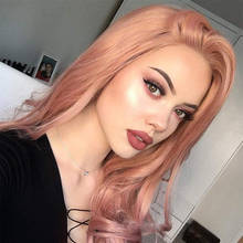 Pink Colored Body Wave Synthetic Lace Front Wig Glueless Pre Plucked Lolita Frontal Cosplay Curly Transparen Wigs Hair For Women 2024 - buy cheap