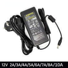 Dc12v 2A / 3A / 4A / 5A / 6A / 8A / 10A LED adaptador de interruptor de alimentação carregador transformador com cabo de alimentação para LED Strip 5050 5630 3528