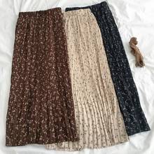 Floral Print Pleated Midi Skirt Women Elastic High Waist Side Pockets Skirts Summer 2020 Elegant Female Bottom 2024 - buy cheap