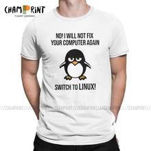 Camisetas de algodón puro para hombres, camisa de Swith To Linux Angry Tux Penguin, programador, Desarrollador de ordenador, Ropa Geek Nerd, novedad 2024 - compra barato