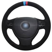 Cubierta de volante de gamuza negra cosida a mano para BMW F10 F07 (GT) 2009-2017 F11 (Touring) 2010-2017 F01 2008, accesorios para coche DIY 2024 - compra barato
